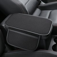 2-pocket storage car center console armrest pad with mesh design for comfortable protection
