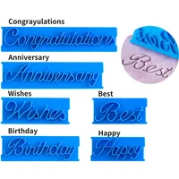 6pcs Cake Baking Molds Alphabet Letter Words Cookie Press Stamp Embosser Cutter Fondant Mould Happy Birthday Cake Decoration