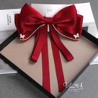 2025 Elegant Red Bow Hair Clip For Women Big Ribbon Bow Hairclip Girls crystal Hairpin Sweet black bowknot Hairgrip Accessories