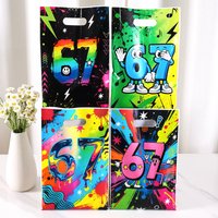 10/20/50pcs 67 Themed Gift Bags with Handles Colorful Graffiti Plastic Party Favor Bags Reusable Candy Bags for Party Supplies