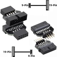 Desktop Computer Motherboard USB3.0 19/20pin to USB 2.0 9pin Conversion Adapter 9-Pin to 19-Pin Front Panel Plug-in Connector