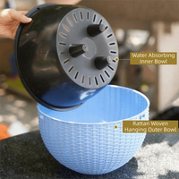 Plastic Imitation Rattan Hanging Pot European Style Stackable Hanging Flower Pot Self Absorbing Water with Chain
