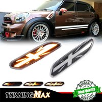Union Jack Style Dynamic Amber LED Front Side Marker Turn Signal Lights For MINI Cooper R60 Countryman & R61 Paceman 2011-2016