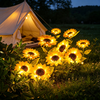 Summer Garden Wedding Holiday Lawn Outdoor LED Ground Insert Lawn Lamp Solar Powered Sunflower Light for Courtyard Decoration