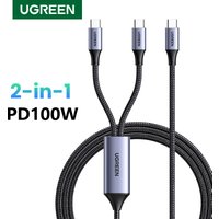 UGREEN 2 in 1 Type C to Type C Cable PD100W Fast Charging For Apple iPhone 17 16 15 ipad pro Macbook USB C Charger Android 1.5m