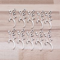 IFOCUS 10pcs/Lot Hollow Gecko Lizard Charms For DIY Jewelry Making Zinc Alloy 19x32mm/0.75x1.26inch