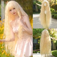 7JHH WIGS Long Water Wave Blonde Wig for Women Synthetic Heat-Resistant Modest Fashion Wear and Go Wigs with Neat Bangs