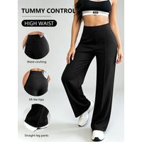 Casual Long Straight Leg Pants Ladies Loose Slim Fit Polyester Trousers Ideal For Work Travel Outdoor Sports And Daily Outfit