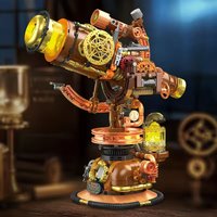 797PCS Creative Steam Punk Retro Telescope with light Building blocks Assembly Desktop Decoration Birthday Gifts Kids Adults