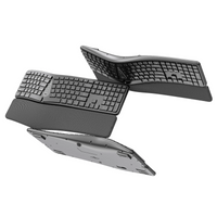 JOMAA Ergonomische geteilte kabellose Tastatur, 2.4G & Bluetooth Multi-Device-Verbindungstastatur, mit Handballenauflage, wiederaufladbare Bluetooth-Tastatur für Laptops
