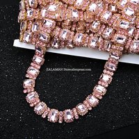 1.8cm Pink Rhinestone Crystal Plated Gold Chain Gorgeous Bling Making Belt Ribbon Clothing Applique Diy Dress Shoes Accessories