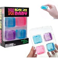 POP NeeDoh Nice Ice Baby Fidget Cubes Set 4 Pack Super Solid Squish Sensory Toys for Stress Relief, Anxiety, ADHD & Autism Gifts