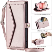 Long Lanyard Leather Case For Samsung Galaxy S26 S24 S25 Ultra S23 FE S22 S21 S20 Plus A16 A26 A36 A56 Flip Phone Wallet Cover