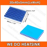 30x40x5mm Blue Electronic Heatsink 1.18x1.57x0.2 inch with Pre Thermal Conductive Tape Aluminum Heat Sink for MOS GPU IC Chip