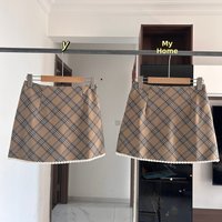 High Waist Plaid Ruffle Half Skirt Women's Autumn Korean Style A-Line Versatile Slimming Skirt College Style Daily Wear