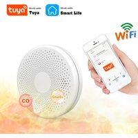 2 in 1 Version WiFi Tuya Smart Co & Smoke Detector Alarm Carbon Monoxide Parlor Room Kitchen Shop Fire PIR Sound Sensor Alert