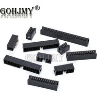 10PCS 2.54 MM Pitch DC3 Through Hole 6 8 10 12 14 16 20 26 30 34 40 50 Pin Straight Male Shrouded PCB IDC Socket Box Header JTAG