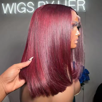 99J Burgundy Short Bob Wig 13x4 Human Hair Lace Front Wig Brazilian Remy Straight Short Bob Wigs Red Color Front Wigs For Women