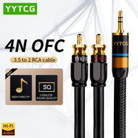 RCA Cable HiFi 3.5mm to 2rca Audio Cable for MP3 MP4 PC Phone Amplifiers Mixer 4N OFC AUX 3.5 Stereo Jack RCA Y Splitter Cable