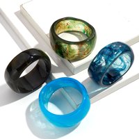 Vintage Irregular Mixed Color Acrylic Wide Bangle for Women Exaggerated Resin Chunky Cuff Bracelets Boho Jewelry Popular Gift