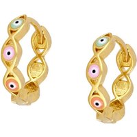 Wholesale 1Pair Colored Evil Eye Hoop Earrings for Women Fashion Jewelry Copper Plated Ear Cartilage Piercing Circle Earrings