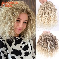 200g/2pcs 10inch Twist Curly Hair Synthetic Crochet Hair Deep Wave Braid Hair Ombre Brown Water Wave Braiding Hair Extensions
