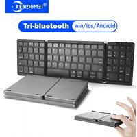 KEBIDUMEI Tri-Folding Keyboard Three Bluetooth Keyboard Mini Wireless Keyboard Tablet Keyboard For Laptop Windows Android IOS