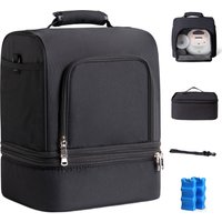 NCVI Black Breast Pump Bag,Double Layer Separable Breastmilk Bag with Cooler,Multi functional backpack,Large capacity mommy bag