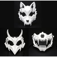 Halloween-Maske Halb gesichts maske cos Drachen gott heftige Tiger Nacht gabel Tengu Mann Wolf Maske Leistung Schädel Masken