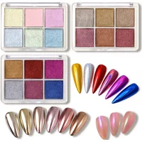 4/6 Grids Solid Magic Mirror Nail Art Powder Aurora Metallic Effect Chrome Glitter Pigment Holographic Eye/Nails Decor Dust