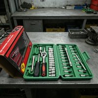 Upgrade 46-Piece Bike & Car Repair Tool Set, Hex Wrench, Ratchet Socket, Screwdriver, Case