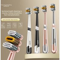 Three-head soft and hard bristle toothbrush, high-end replacement cleaning family pack for ladies, home use, adults, couples