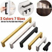 Kitchen Square Cabinet Handles Brushed/Black/Gold Door Pulls Stainless Steel Drawer Pulls Cupboard Wardrobe Hardware Handles
