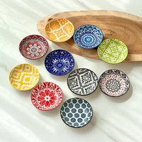 6/10 pcs/lot Ceramic Boho Trinket Dish Bohemian Mini Storage Plate Mandala Pattern Small Jewelry Tray for Rings Earring Necklace