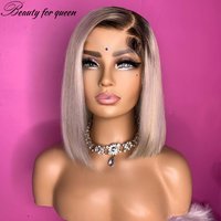 613 Straight Short Bob High Quality Brazilian White Human Hair Wig 200 Density Transparent HD Lace Frontal Wigs For Women 