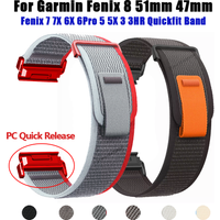 26mm 22mm QuickFit Nylon Strap Bracelet For Garmin Fenix8 47mm 51mm 7X 7 Pro 6 6X 5 5X/Epix Gen 2/Enduro 3 Sports Watchband