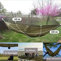 210T Ripstop Nylon Camping Hammock with Mosquito Net No-See-Um Mesh Outdoor Portable Hanging Bed Bug Protection