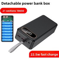 DIY 21*18650 Battery Storage Box 22.5W Fast Charging Mobile Power Bank Case Dual USB Type C DC Charger for iPhone With LED Light