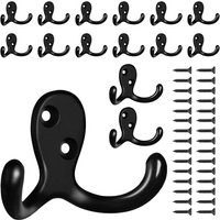 2-10Pcs Zinc Alloy Polished Silver Double Prong Wall Hooks Heavy Duty Metal Coat Hooks for Bathroom Kitchen Bedroom