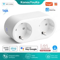 Prise de courant intelligente pour touristes, prise UE, moniteur d'alimentation, synchronisation, application Smart Life, télécommande, Alexa, Google Home, Wifi, 16A