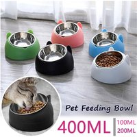Stainless Cat Bowls Non-slip Base Pets Puppy Dog Food Water Feeder Bowl Neck Protection Dish Pet Bowl 15 Degrees Bowl Pet Supply