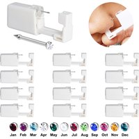 1pc/12pcs Disposable Nose Piercing Gun Sterile Self Piercing Tool Bulit-in Birthstone Nose Studs Safe Easy Nose Ear Piercing
