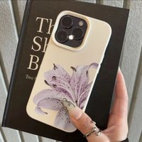 Vintage Purple Spot Lily Floral Leather Texture Case For iPhone 17 16 15 14 13 12 11 Pro Max Phone Cover