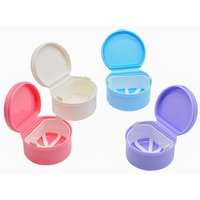 1PCS Dental Teeth Storage Organizer Denture Cleaning Box with Hanging Net Hygiene Brush Holder PP Material Dentist Supplies