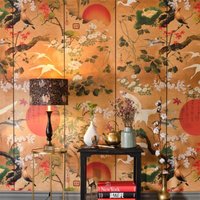 Custom imported wallpaper Japanese club classical 3D mural flying bird Chinese background wall paper living room bedroom Sticker