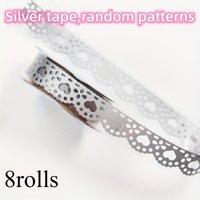 8rolls, Washi Tape Lace Pattern, Wide Decorative Masking Adhesive Tape Set Colorful For Gift Wrapping, Planner Decoration,