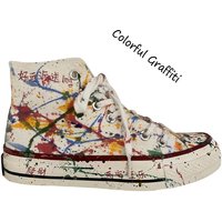 Colorful Graffiti Men Canvas Shoes Spring Fall Male Sneakers Shoes Ins Unisex Punk Street Style Man Boys High Top Canvas Shoes