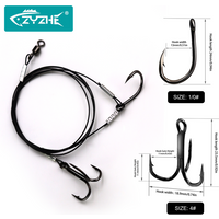 ZYZHE 1pc Sea Fishing Live Bait Rigs with 7-strand Steel Wire Thick Single Hooks and Bkk Treble Hooks Fishing Stinger Rig
