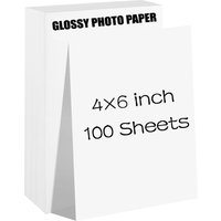 HUSPER 100 Sheets Glossy Photo Paper 4x6 Inch 180/200/230Gsm Single-Sided Inkjet Compatible with Grey Back for Home Office Use