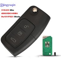 jingyuqin 433MHz 4D63 40bit 80bit 3 Buttons Flip Folding Remote Control Key for Ford Focus Fiesta 2013 Fob Case HU101 Blade